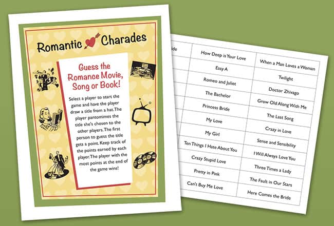Romantic Charades shower game image