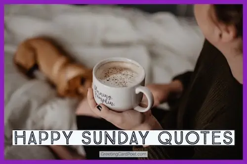 Happy Sunday Quotes with coffee.