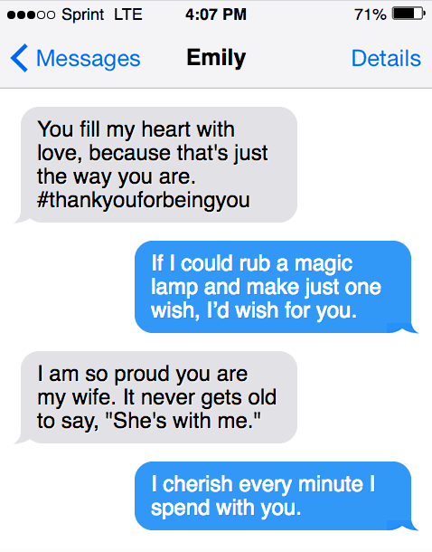 Romantic text messages.