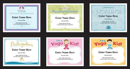 yoga certificate templates image