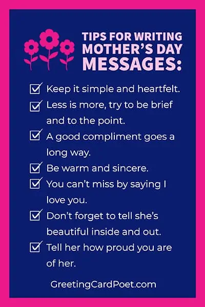 Tips for writing Mother's Day - Mother's messages.