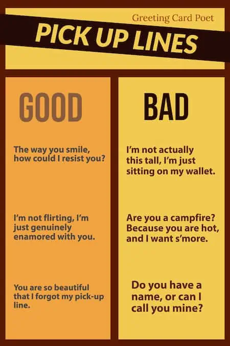 good and bad pick up lines chart image