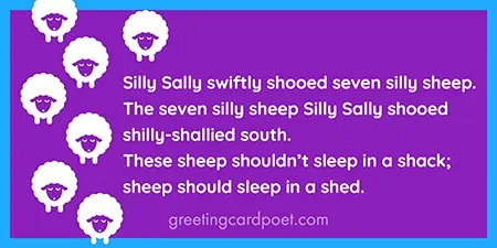 Silly Sally tongue twister.