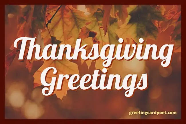 Good Thanksgiving greetings.