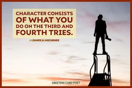 James Michener quote on never giving up image