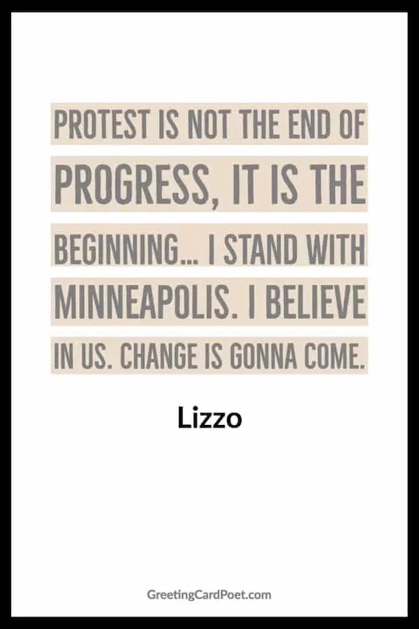 Lizzo quotation on Minneapolis protest.