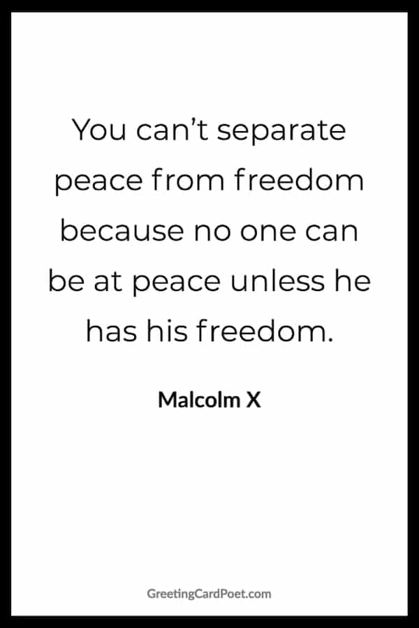 Malcolm X quote on peace image