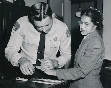 Rosa being process after her arrest