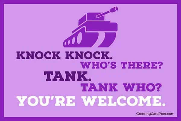 Tank - knock knock jokes