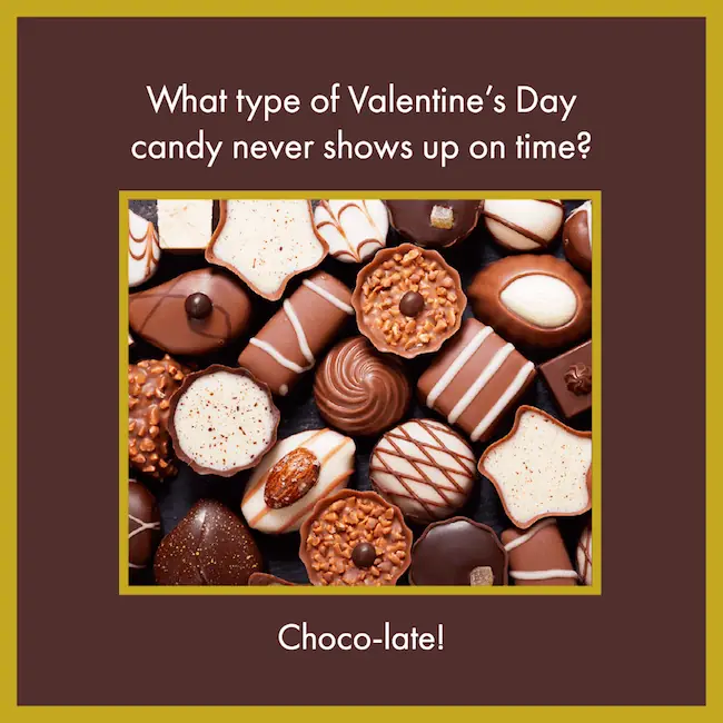 Valentine's Day chocolate joke meme.