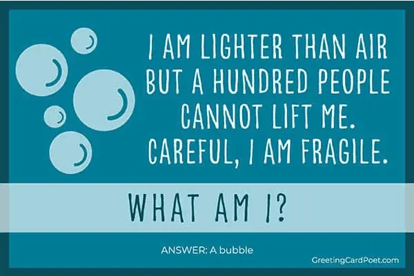 Lighter than air but can't be lifted - good riddles with answers.