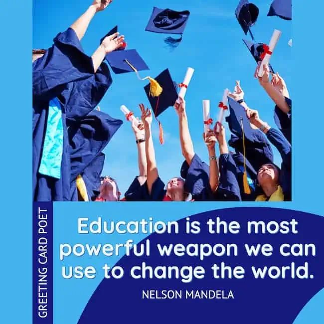 Nelson Mandela quote on education being a powerful weapon.