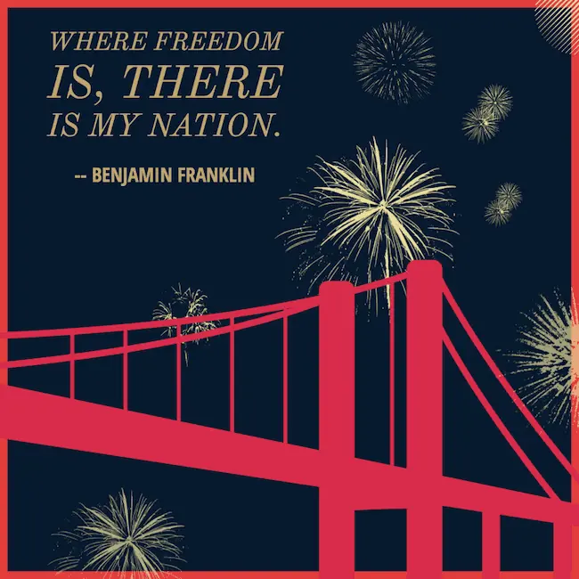 Benjamin Franklin quote on freedom.