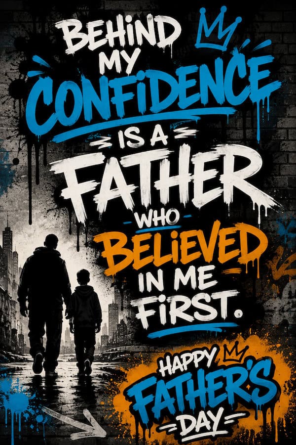 Behind my confidence quote on Father's Day.