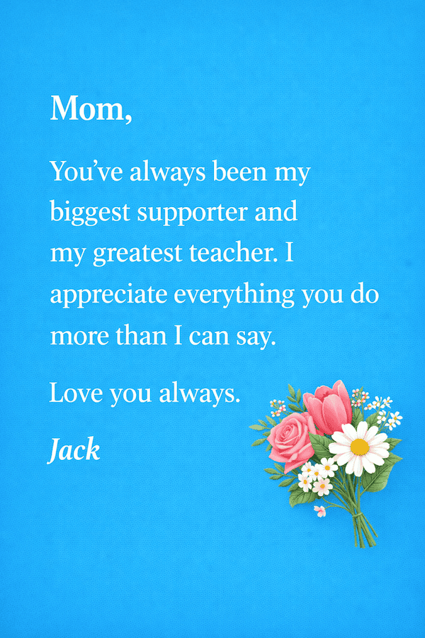 Short letter to Mom.