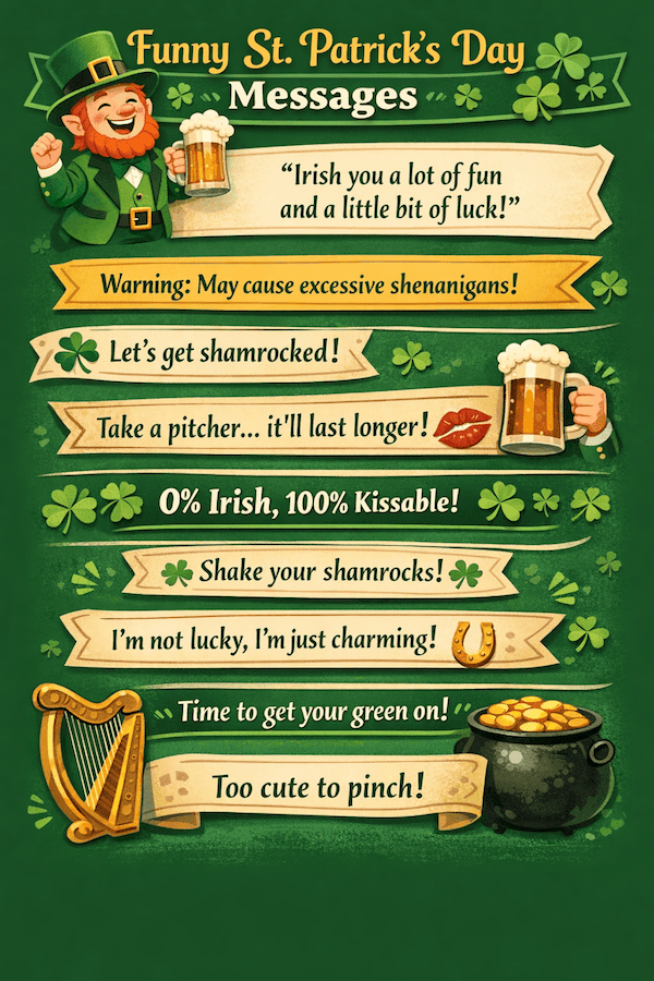 Funny St. Patrick's Day Messages to share a laugh over.