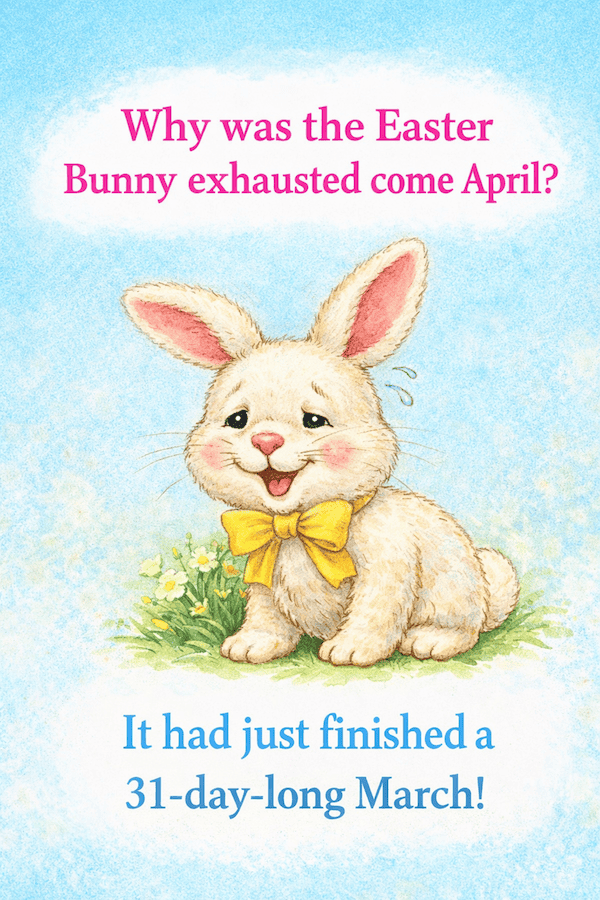 Why was the bunny exhausted come April.