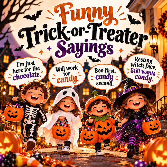 Funny things for Trick or Treaters to Say.
