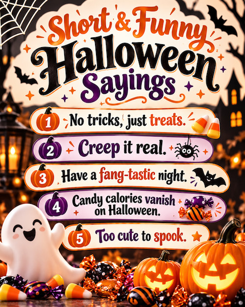 Short and funny Halloween Sayings.
